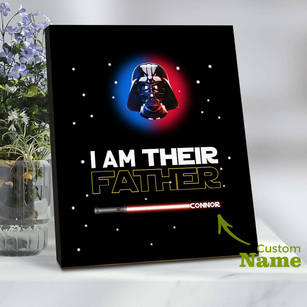 Personalised I Am Their Father Sign Light Saber Plaque Gift for Dad - photomoonlampau