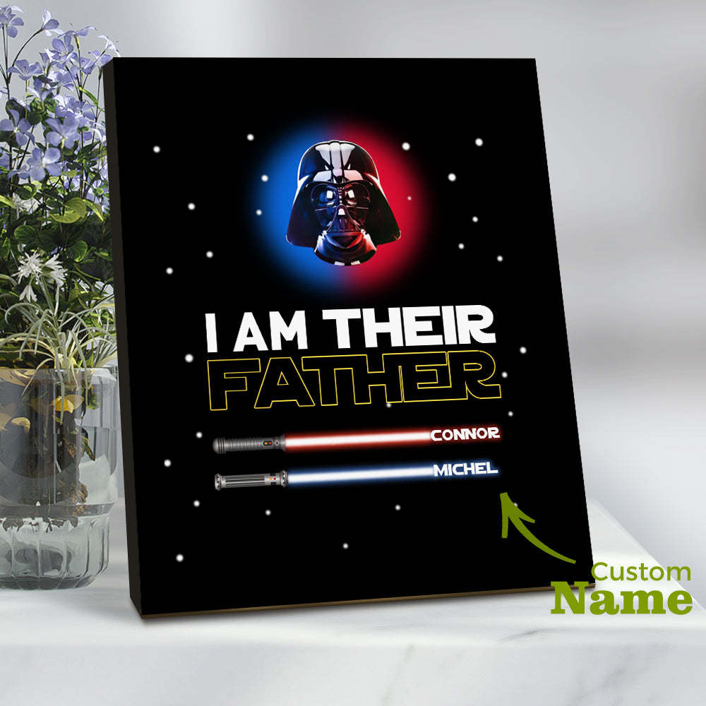 Personalised I Am Their Father Sign Light Saber Plaque Gift for Dad - photomoonlampau