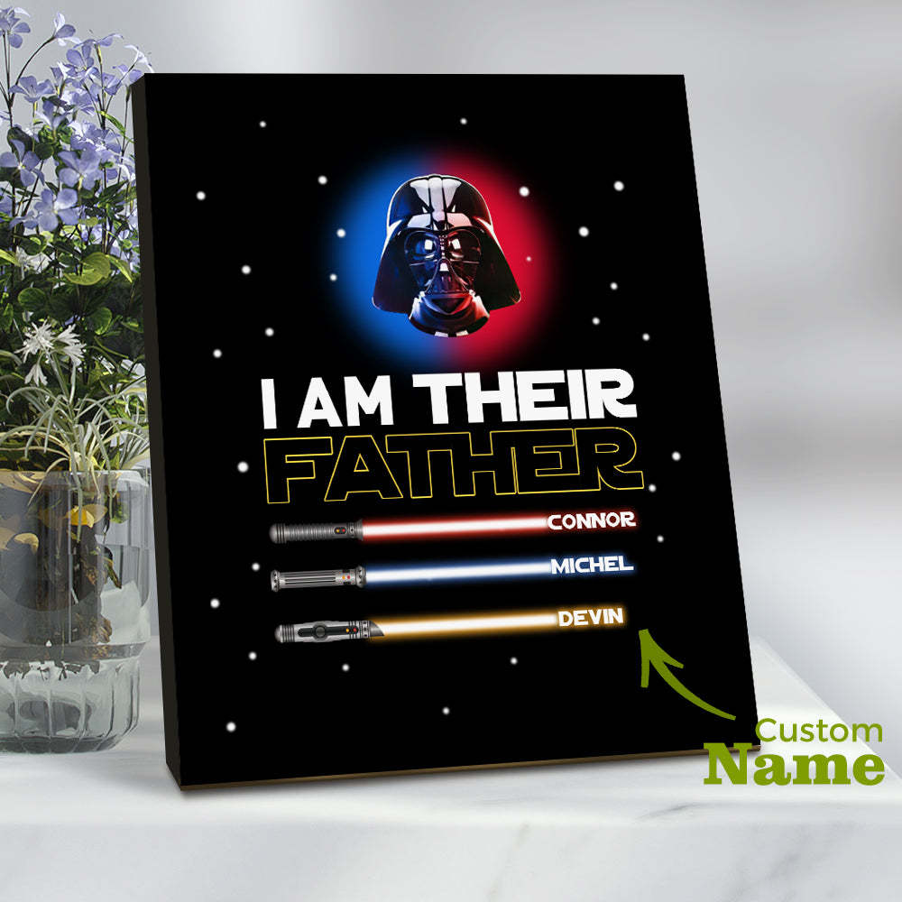 Personalised I Am Their Father Sign Light Saber Plaque Gift for Dad - photomoonlampau