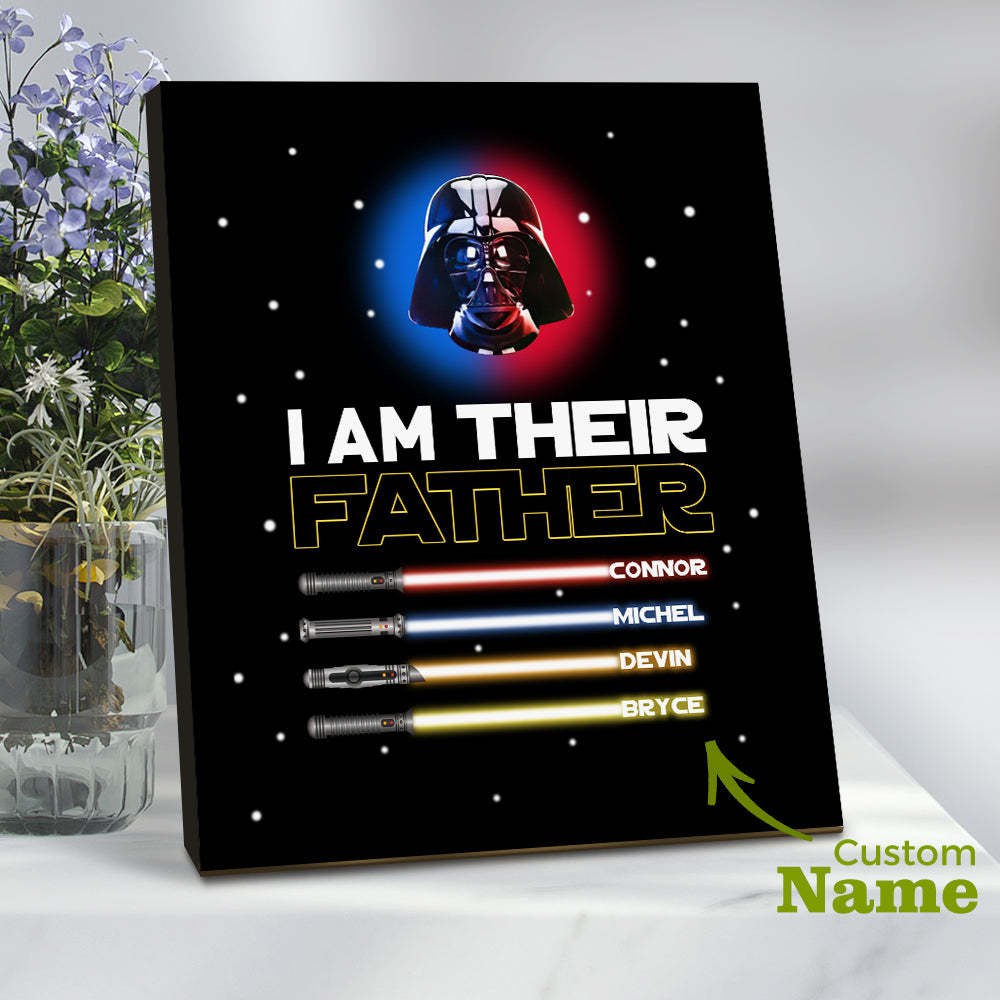 Personalised I Am Their Father Sign Light Saber Plaque Gift for Dad - photomoonlampau