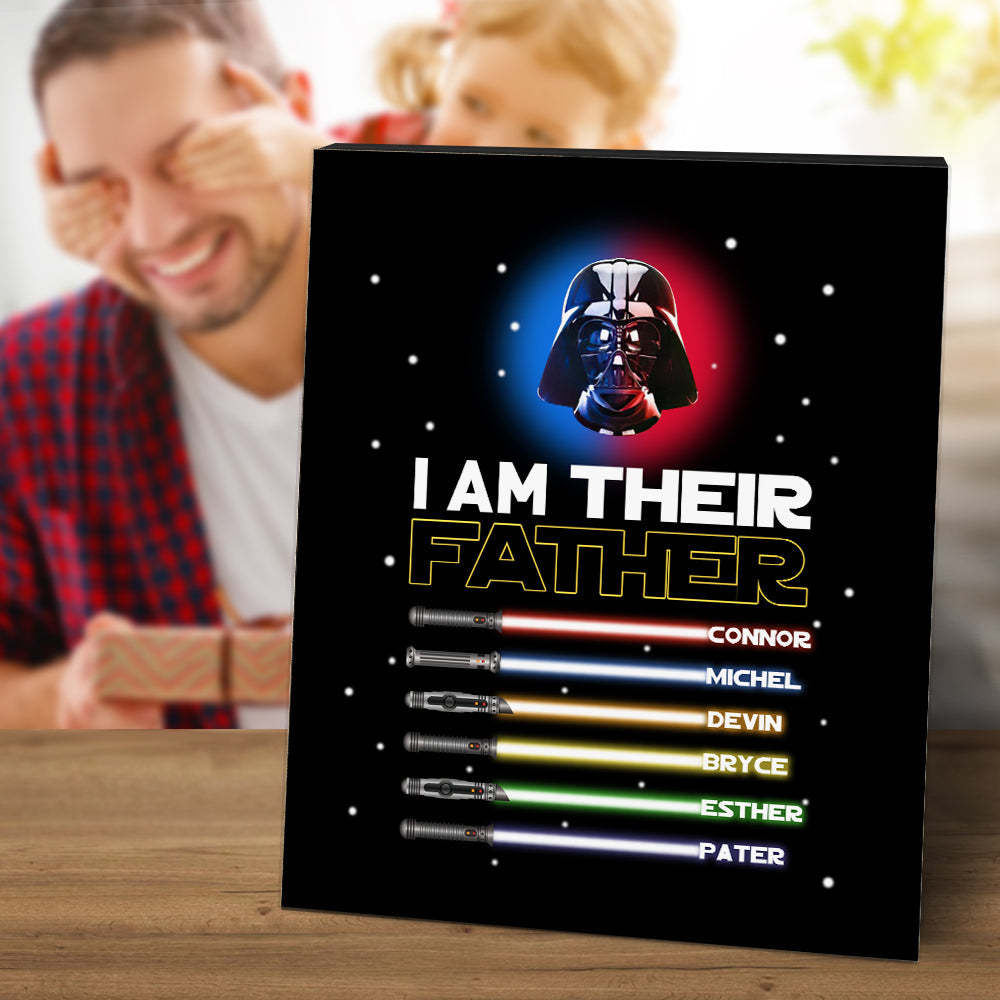 Personalised I Am Their Father Sign Light Saber Plaque Gift for Dad - photomoonlampau