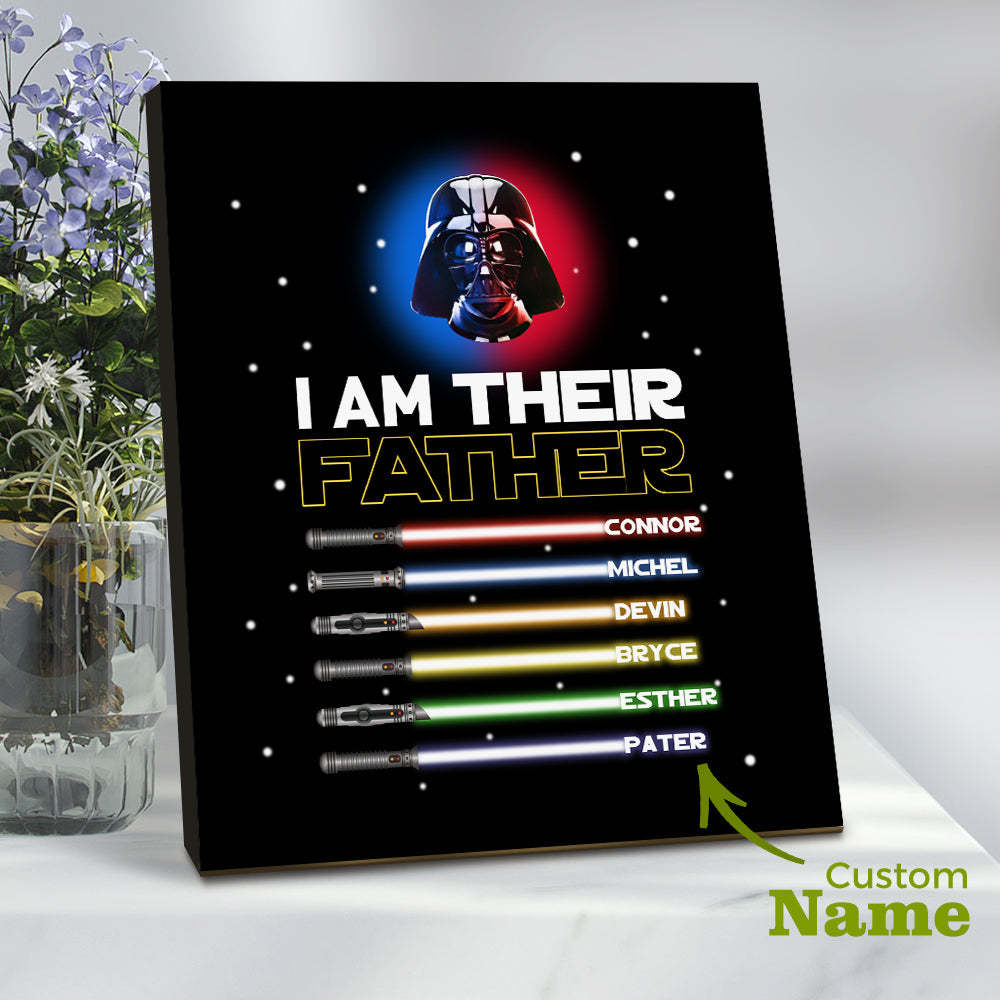 Personalised I Am Their Father Sign Light Saber Plaque Gift for Dad - photomoonlampau