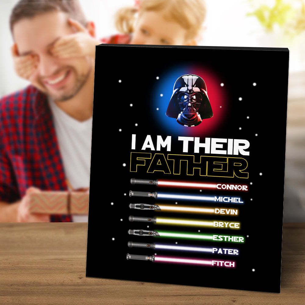 Personalised I Am Their Father Sign Light Saber Plaque Gift for Dad - photomoonlampau