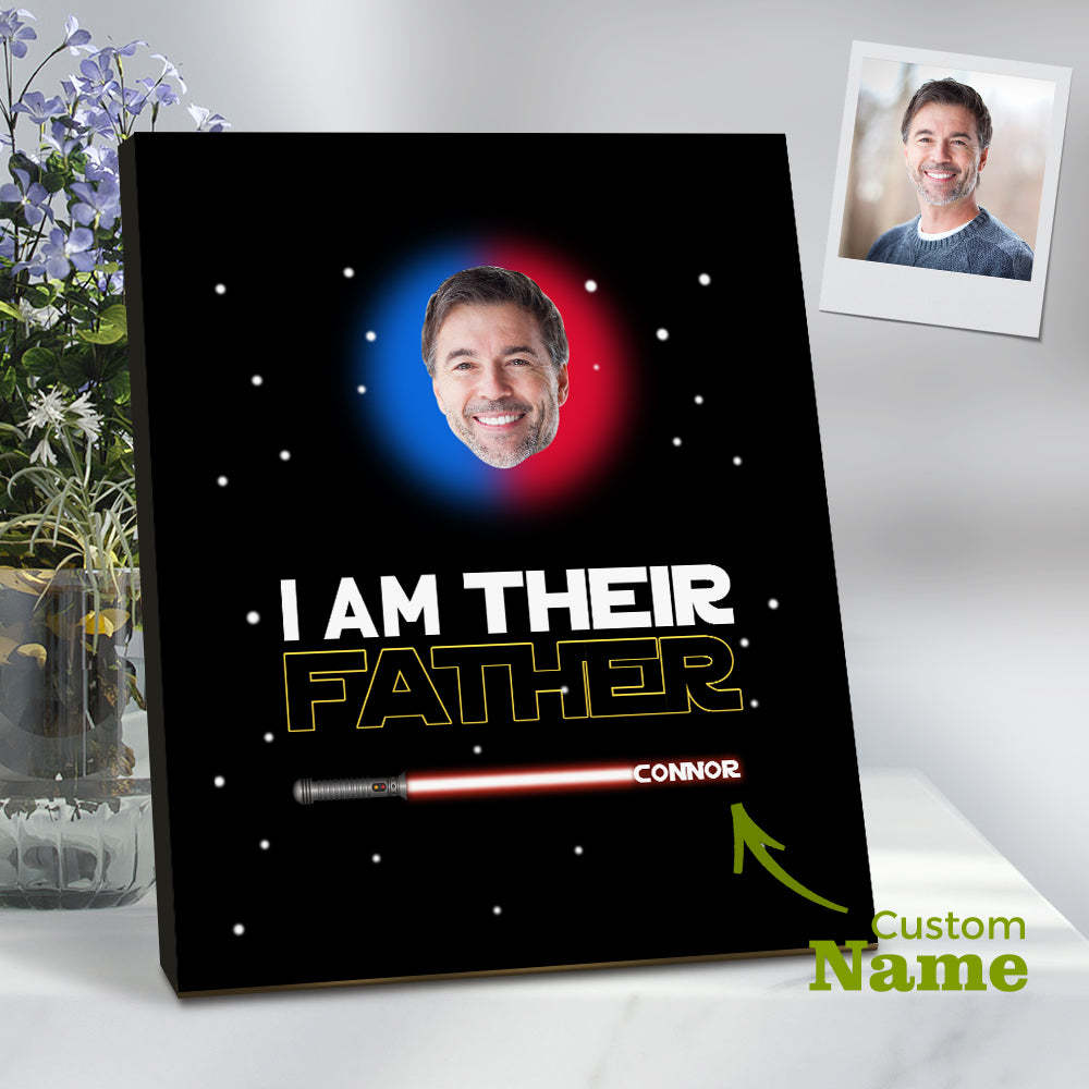 Personalised I Am Their Father Sign Light Saber Plaque Gift for Dad - photomoonlampau