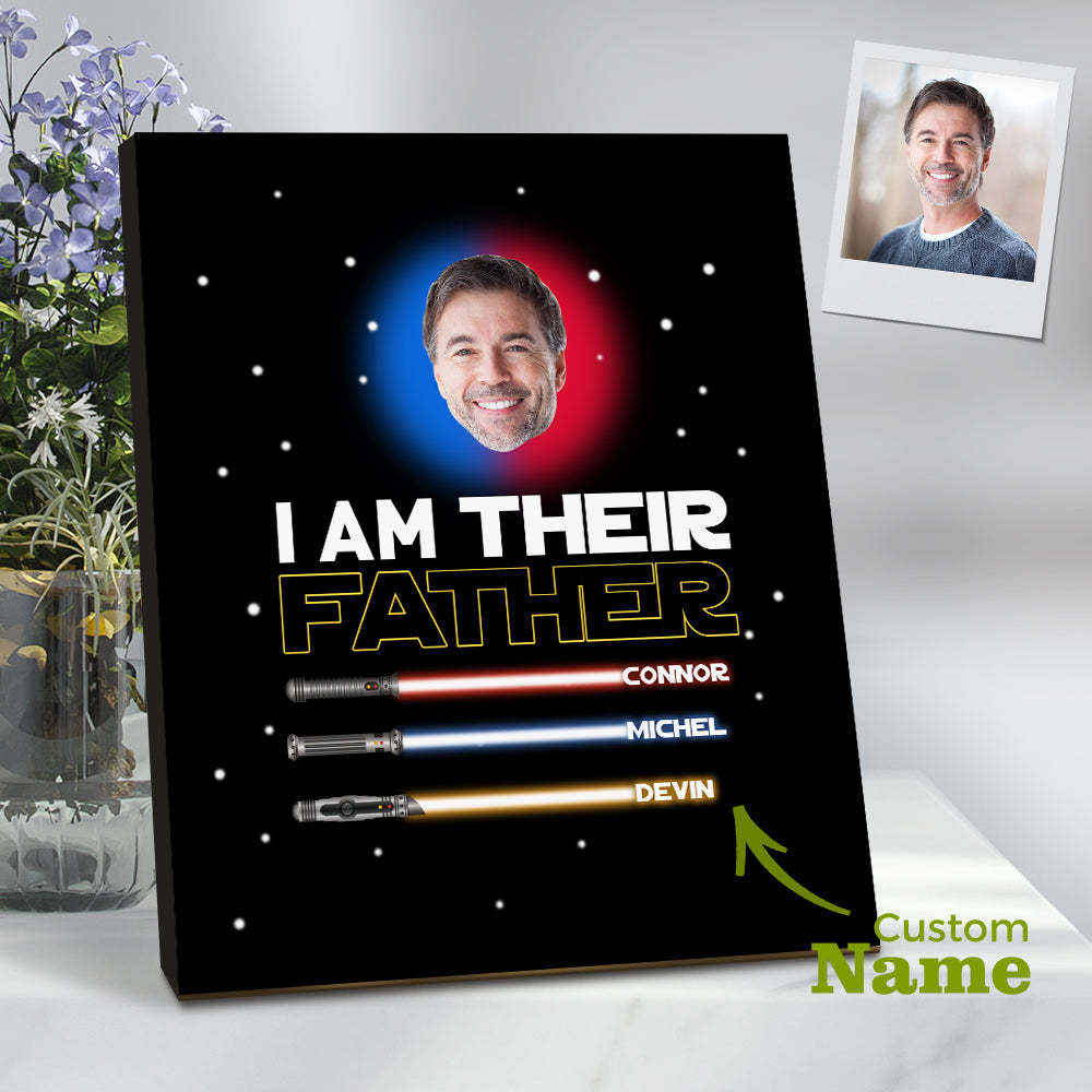 Personalised I Am Their Father Sign Light Saber Plaque Gift for Dad - photomoonlampau