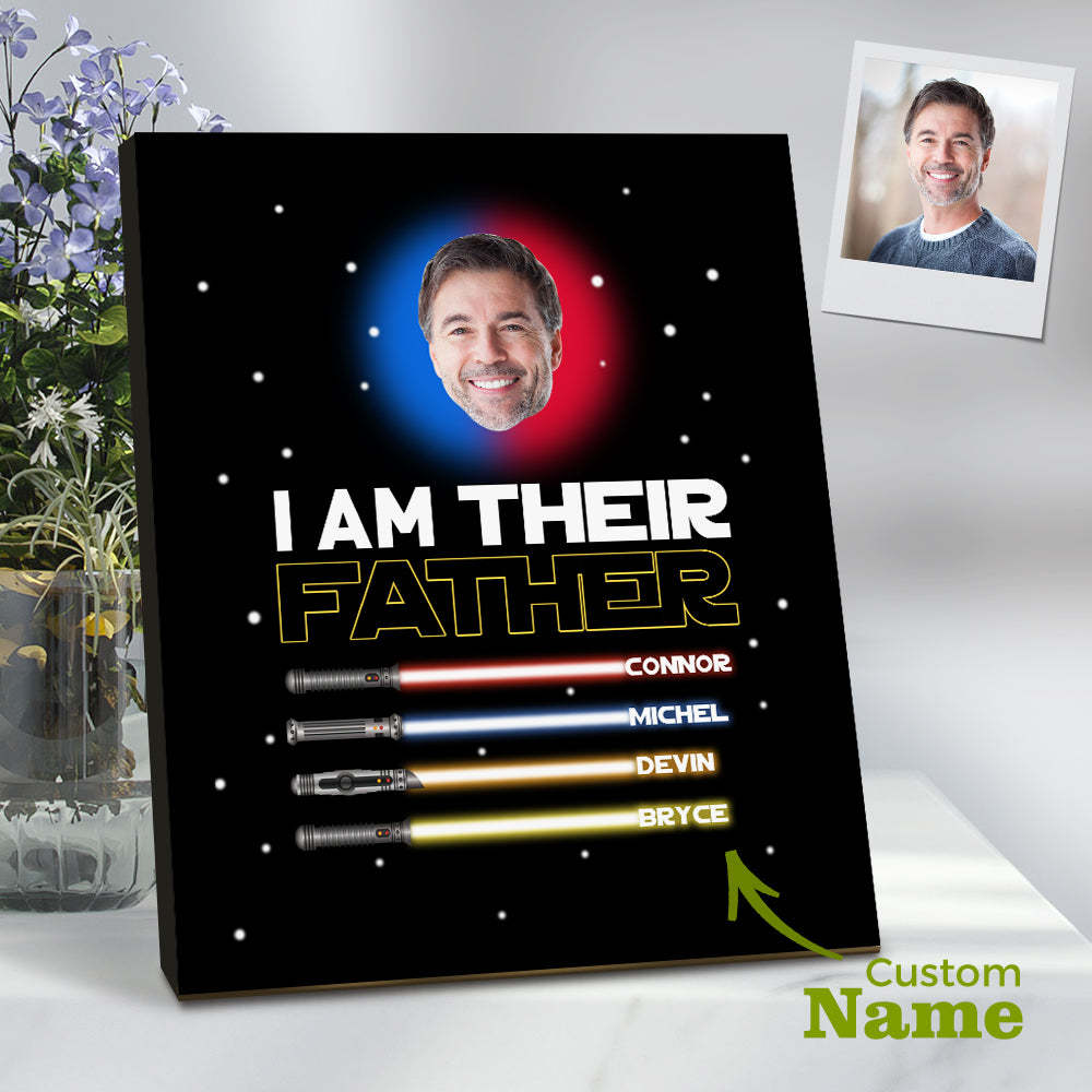 Personalised I Am Their Father Sign Light Saber Plaque Gift for Dad - photomoonlampau