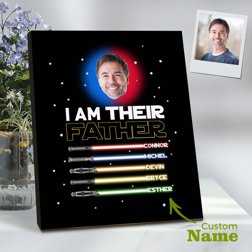 Personalised I Am Their Father Sign Light Saber Plaque Gift for Dad - photomoonlampau