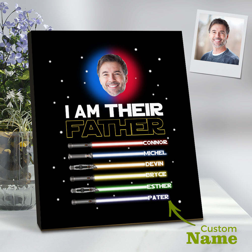 Personalised I Am Their Father Sign Light Saber Plaque Gift for Dad - photomoonlampau