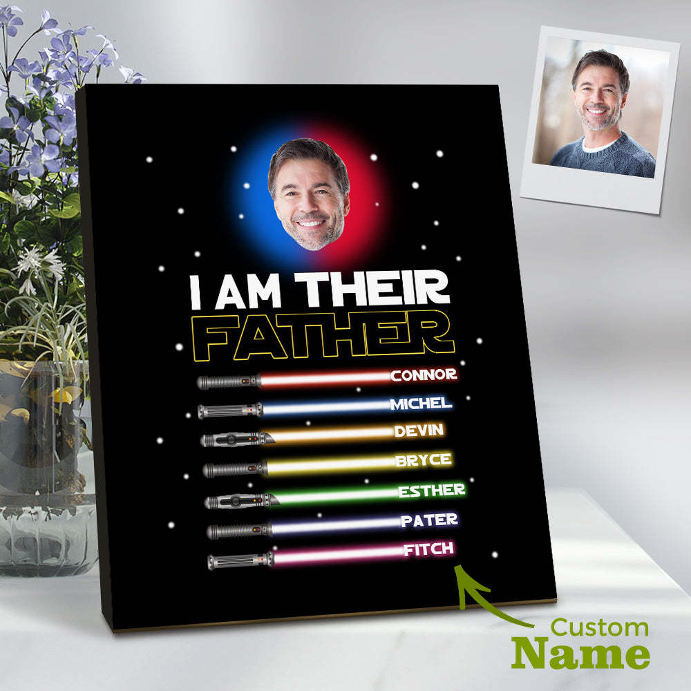 Personalised I Am Their Father Sign Light Saber Plaque Gift for Dad - photomoonlampau