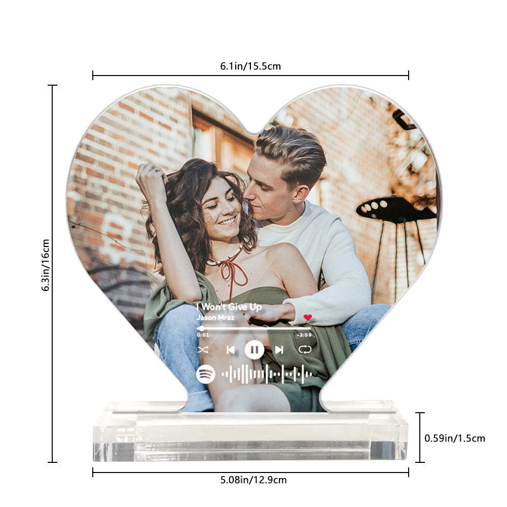 Custom Photo Music Code Acrylic Plaque Heart Shaped Acrylic Plaque Gift for Couples - photomoonlampau