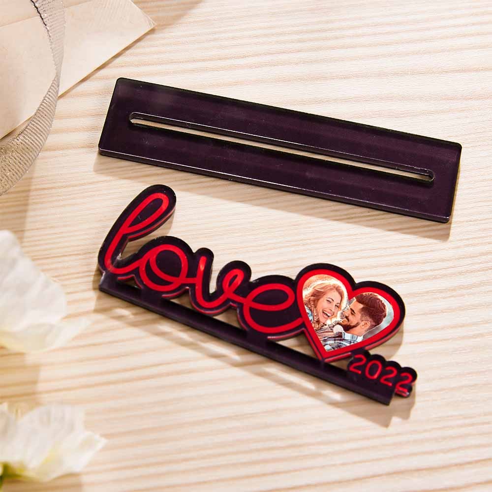 Custom Love Photo Frame Plaque Heart-shaped Acrylic Plaque Commemorative Gift - photomoonlampau