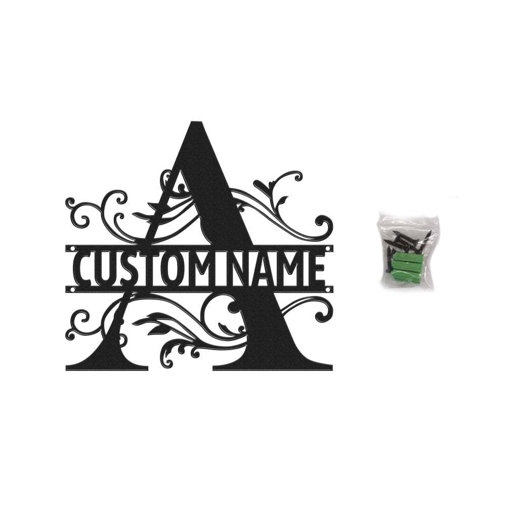Custom Monogram Name Signs Metal Wall Art LED Lights Home Decor Gift - photomoonlamp
