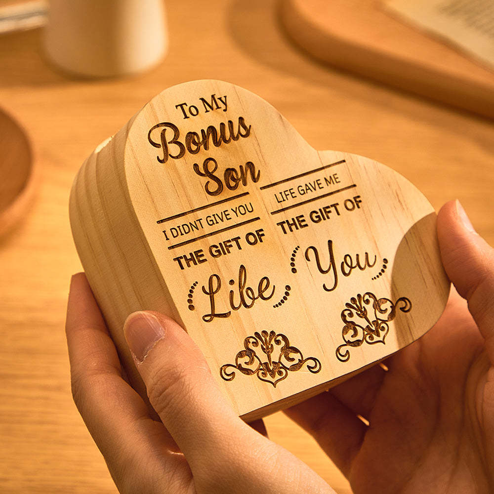 Custom Engraved Candlestick Heart-shaped Wooden Home Gifts - photomoonlampau