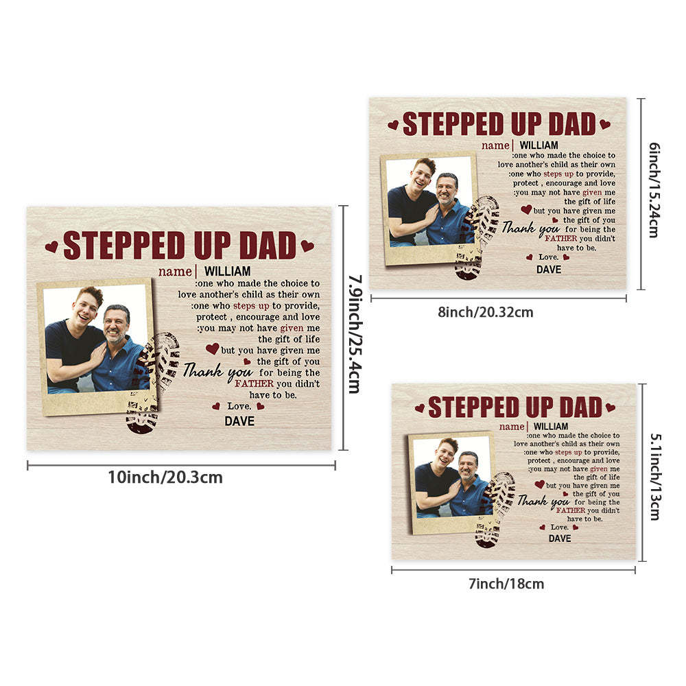 Personalized Desktop Picture Frame Custom Stepped Up Dad Sign Father's Day Gift - photomoonlampau