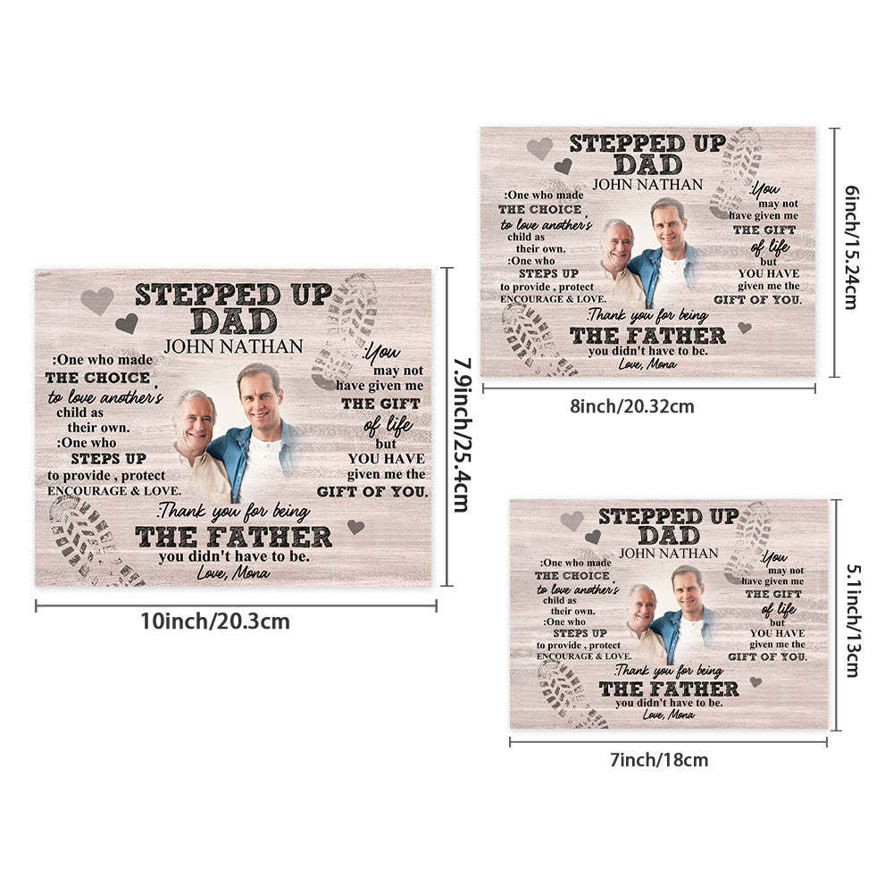 Personalized Dad Picture Frame Custom Stepped Up Dad Sign Father's Day Gift - photomoonlampau