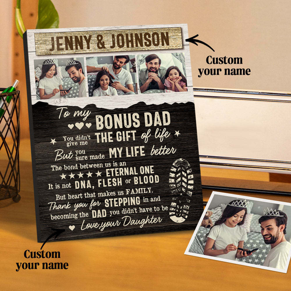 Personalized Desktop Picture Frame Custom Bonus Dad Sign Father's Day Gift - photomoonlampau