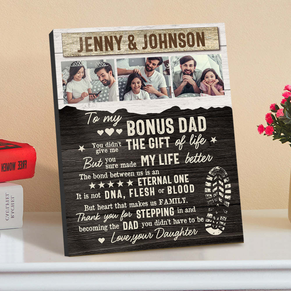 Personalized Desktop Picture Frame Custom Bonus Dad Sign Father's Day Gift - photomoonlampau