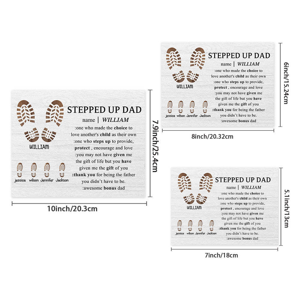 Personalized Footprint Picture Frame Custom Stepped Up Dad Sign Father's Day Gift - photomoonlampau