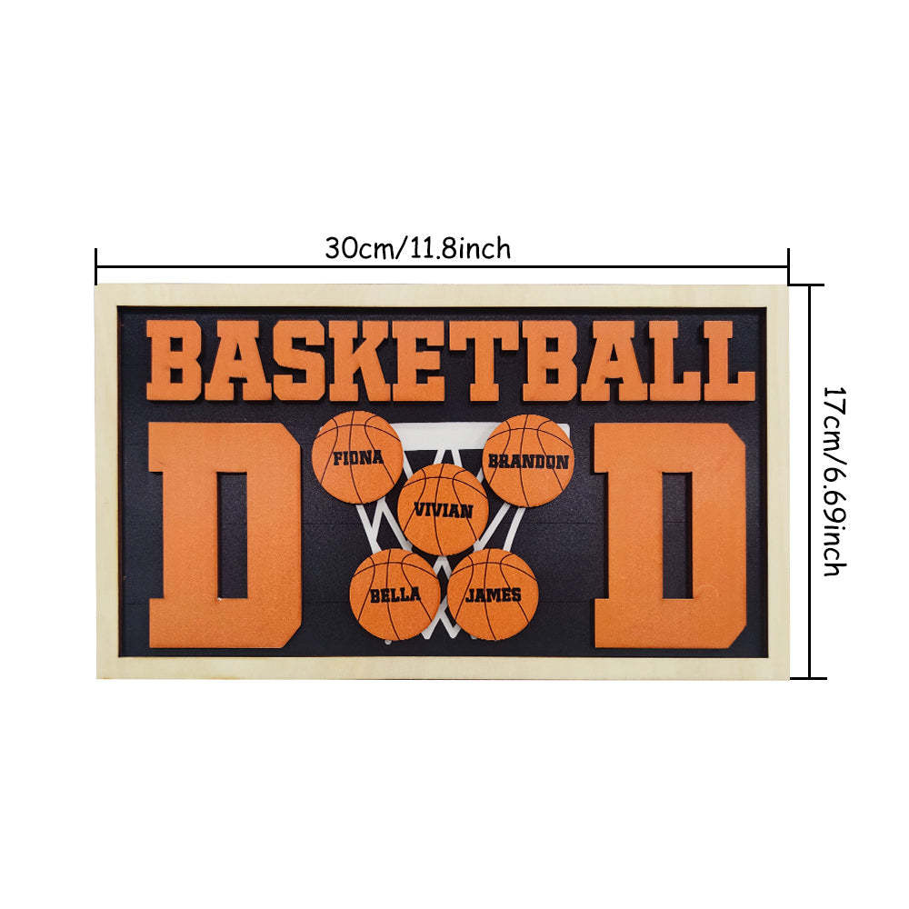 Personalized Basketball Dad Wooden Name Sign Plaque Father's Day Gift for Dad Grandpa - photomoonlampau
