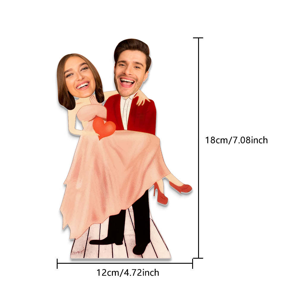 Personalized Plaque Carry Your Love Caricature Couple Custom Face MiniMe Decor Gift for Lover - photomoonlampau