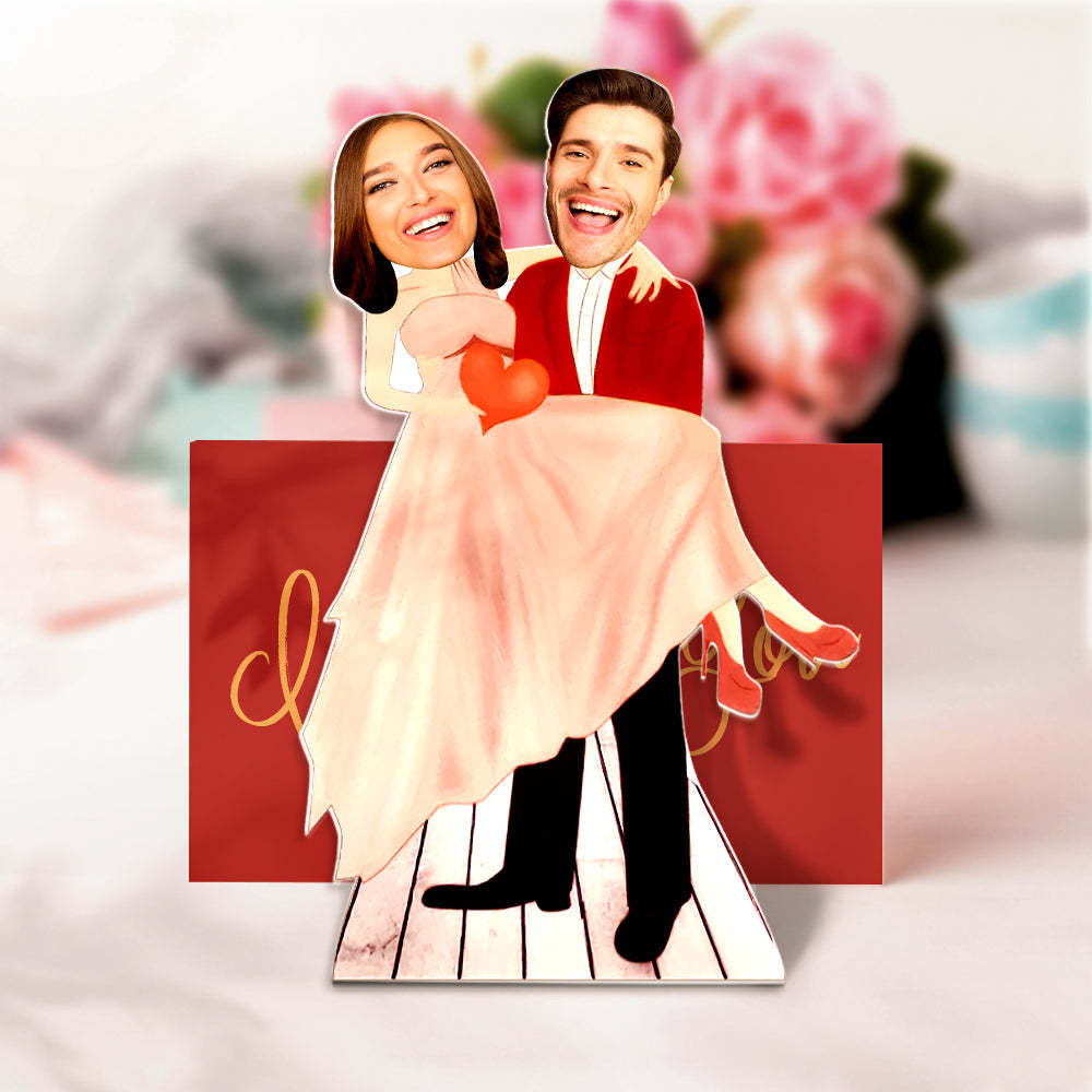 Personalized Plaque Carry Your Love Caricature Couple Custom Face MiniMe Decor Gift for Lover - photomoonlampau