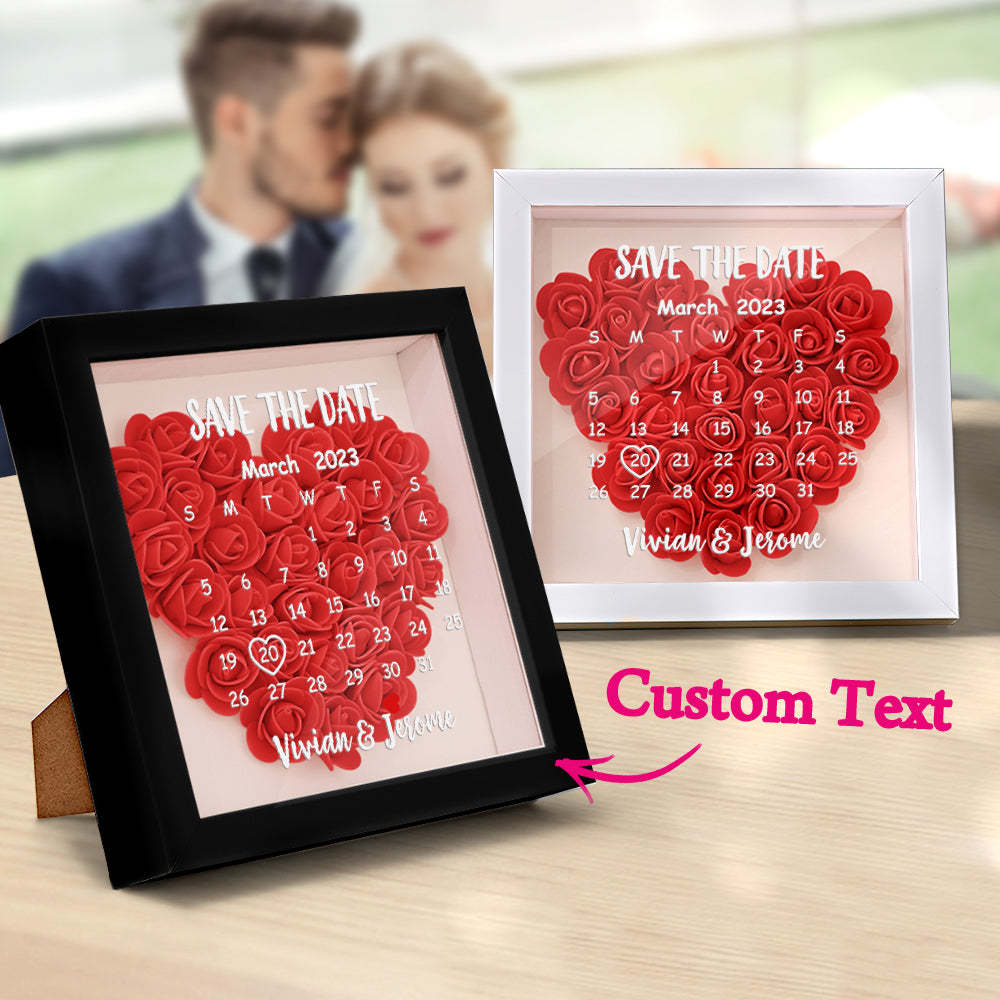 Custom Flower Shadow Box Personalized Calendar Flower Shadowbox Frame Gift - photomoonlampau