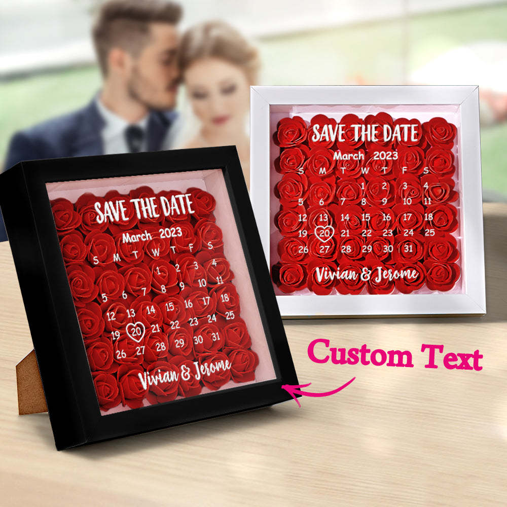 Custom Flower Shadow Box Personalized Calendar Flower Shadowbox Frame Gift - photomoonlampau