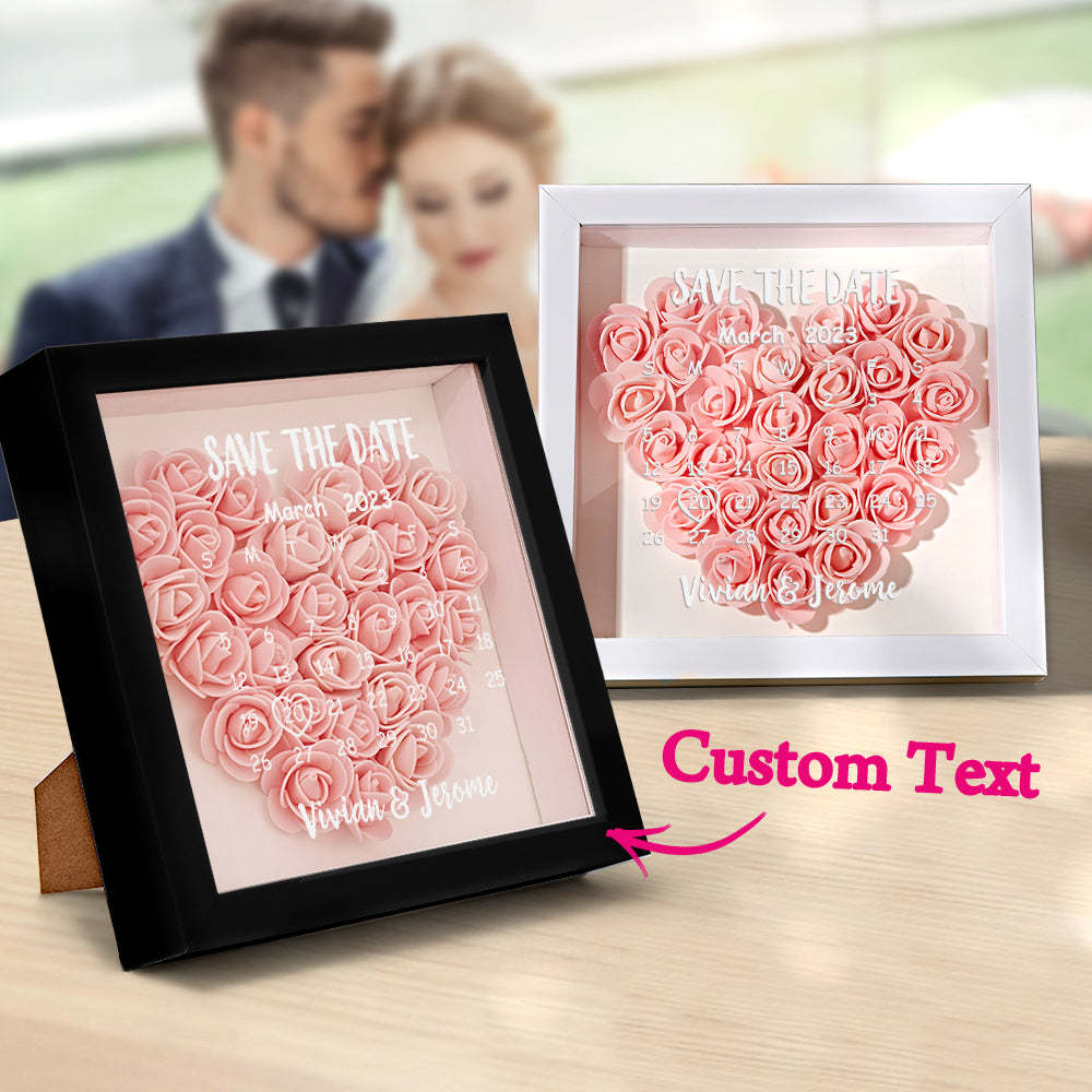 Custom Flower Shadow Box Personalized Calendar Flower Shadowbox Frame Gift - photomoonlampau