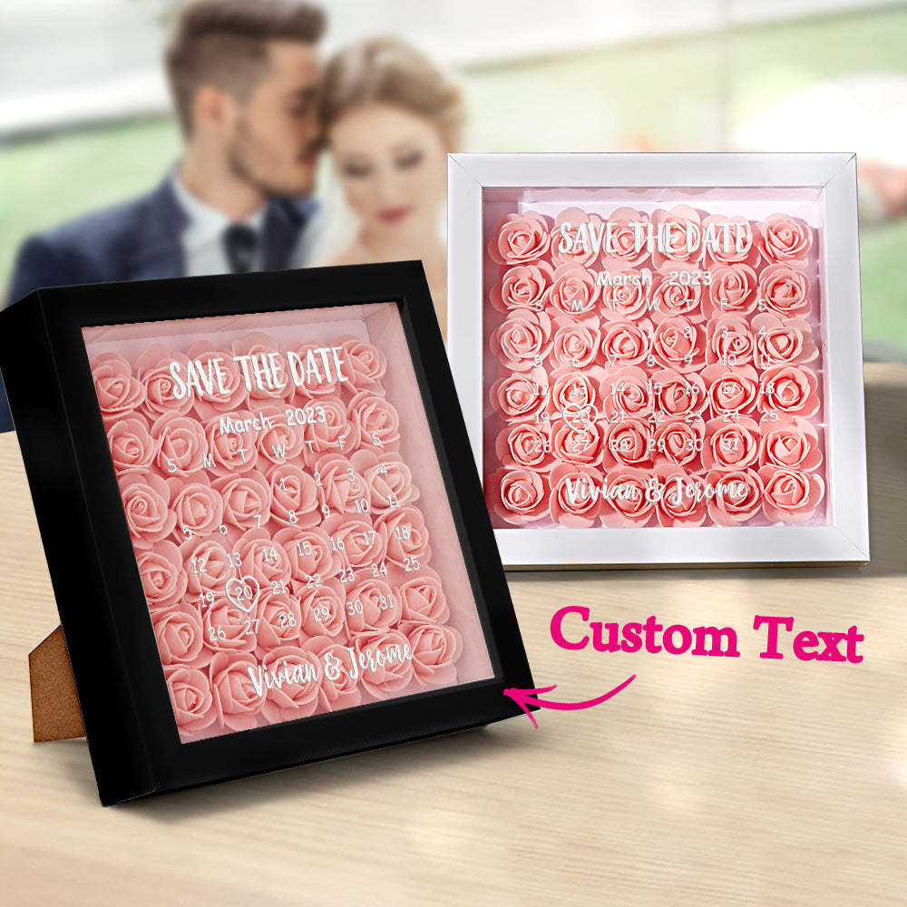 Custom Flower Shadow Box Personalized Calendar Flower Shadowbox Frame Gift - photomoonlampau