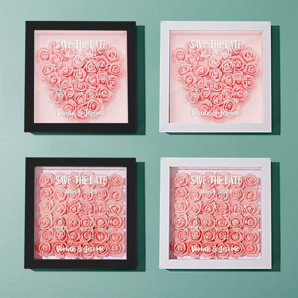 Custom Flower Shadow Box Personalized Calendar Flower Shadowbox Frame Gift - photomoonlampau