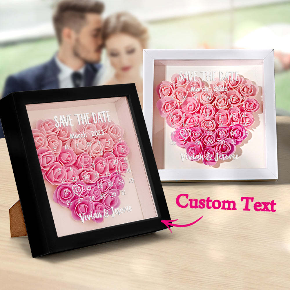Custom Flower Shadow Box Personalized Calendar Flower Shadowbox Frame Gift - photomoonlampau