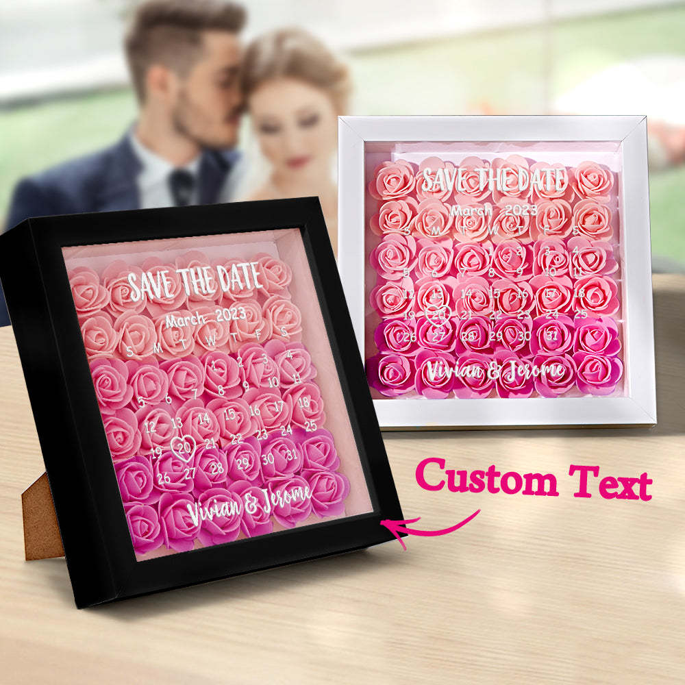 Custom Flower Shadow Box Personalized Calendar Flower Shadowbox Frame Gift - photomoonlampau