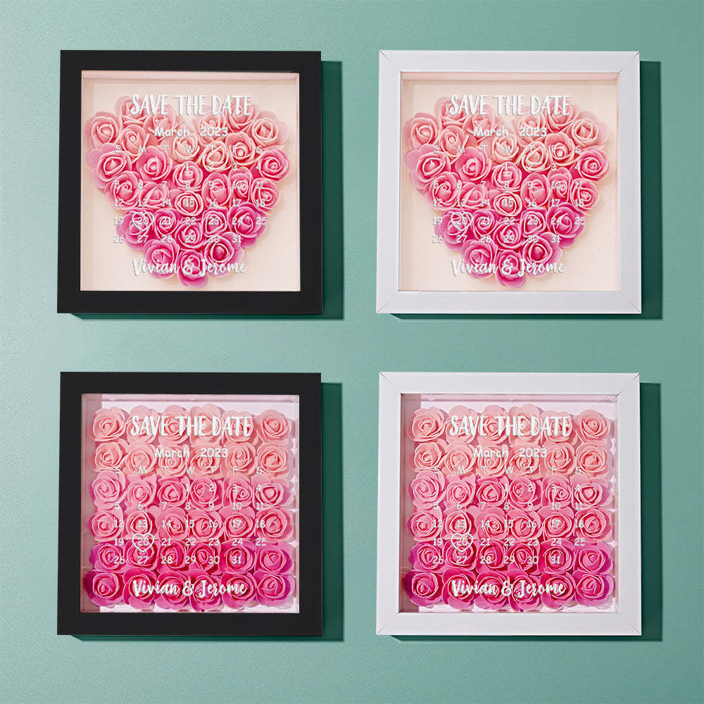 Custom Flower Shadow Box Personalized Calendar Flower Shadowbox Frame Gift - photomoonlampau