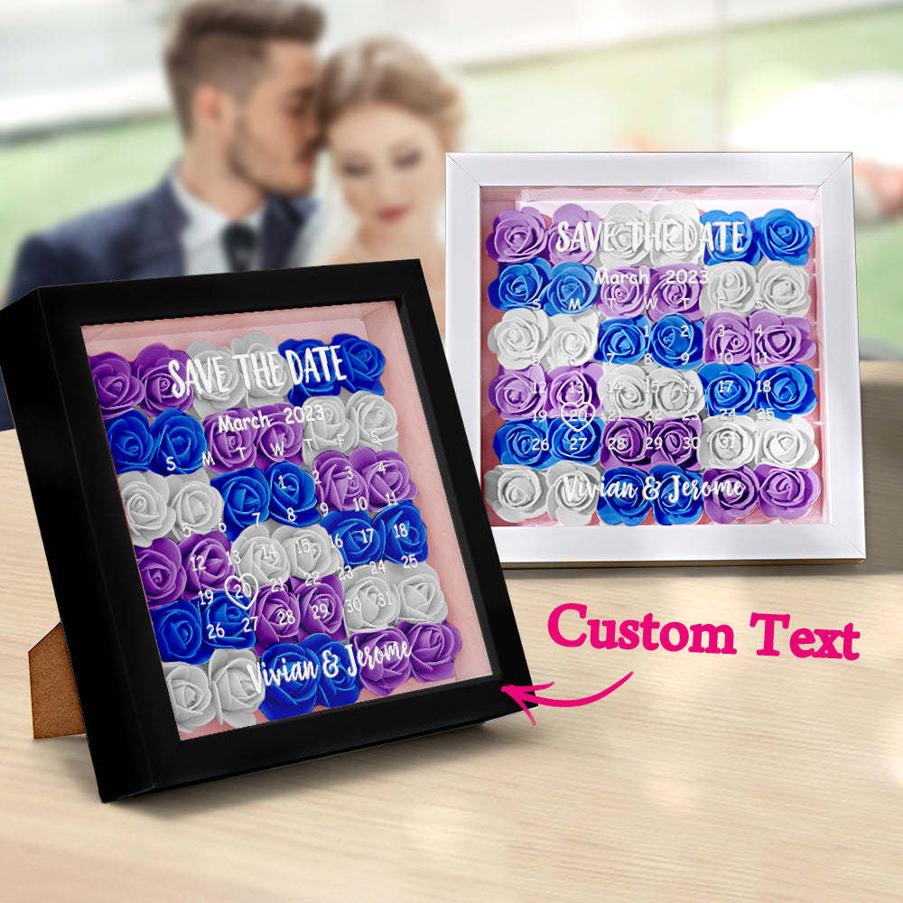 Custom Flower Shadow Box Personalized Calendar Flower Shadowbox Frame Gift - photomoonlampau