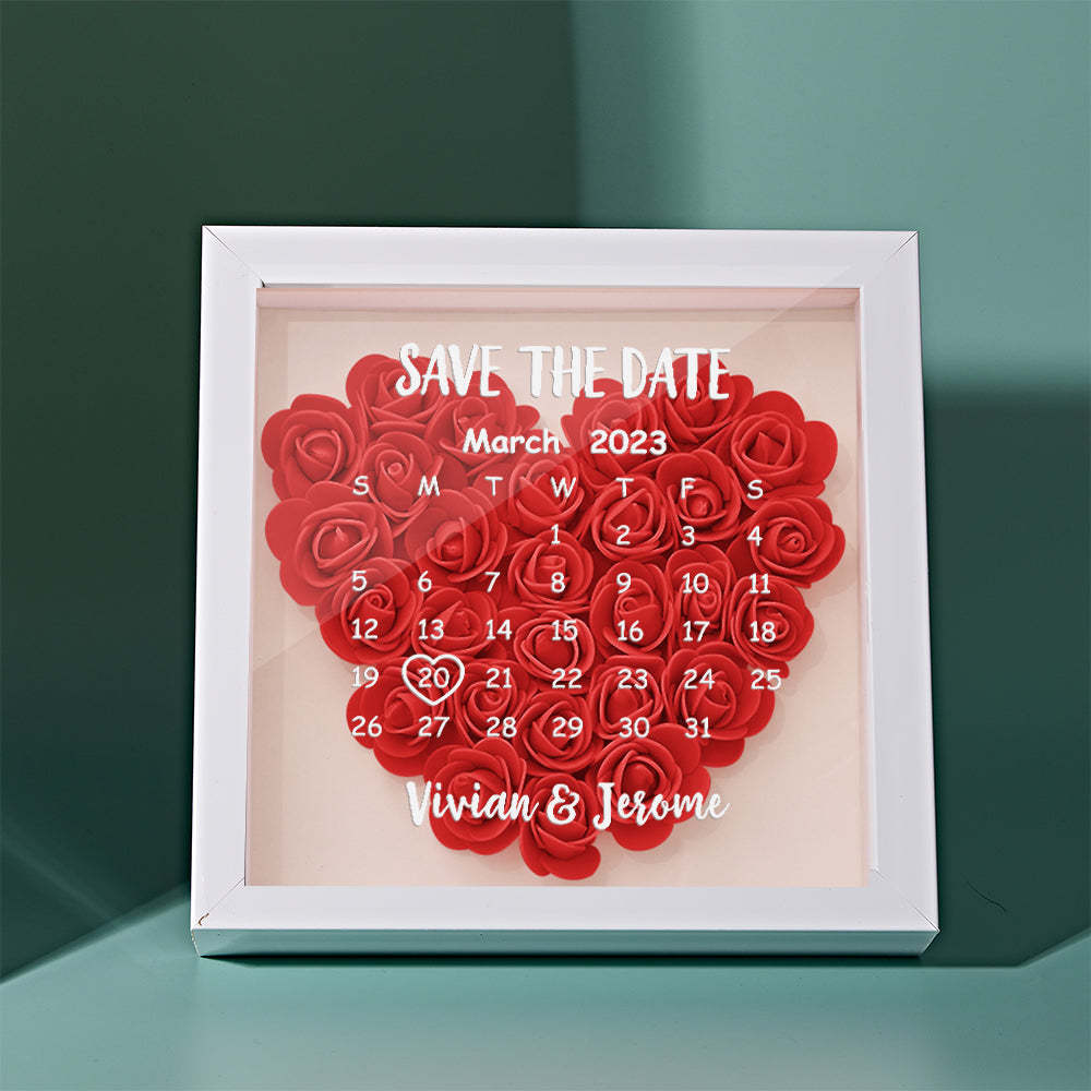 Custom Flower Shadow Box Personalized Calendar Flower Shadowbox Frame Gift - photomoonlampau