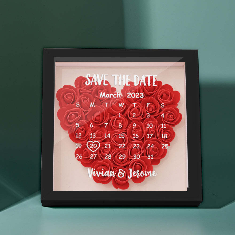 Custom Flower Shadow Box Personalized Calendar Flower Shadowbox Frame Gift - photomoonlampau