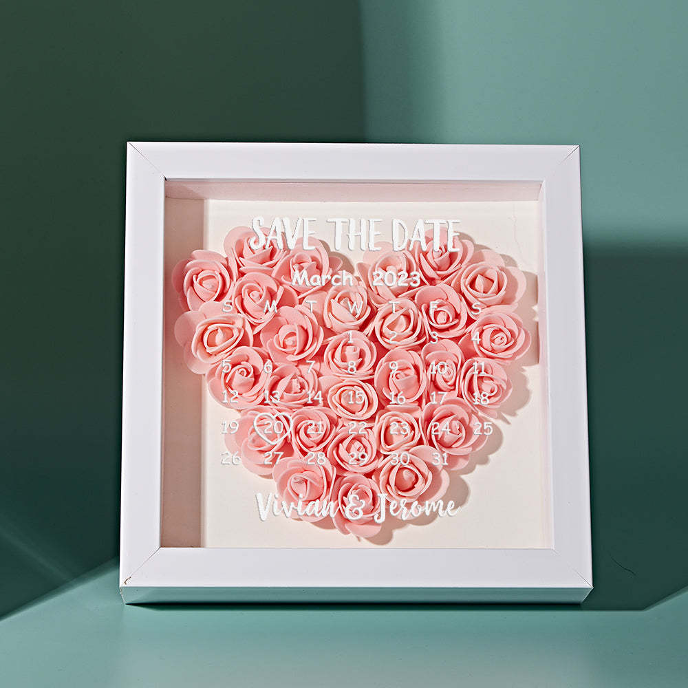 Custom Flower Shadow Box Personalized Calendar Flower Shadowbox Frame Gift - photomoonlampau