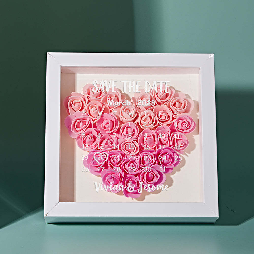 Custom Flower Shadow Box Personalized Calendar Flower Shadowbox Frame Gift - photomoonlampau