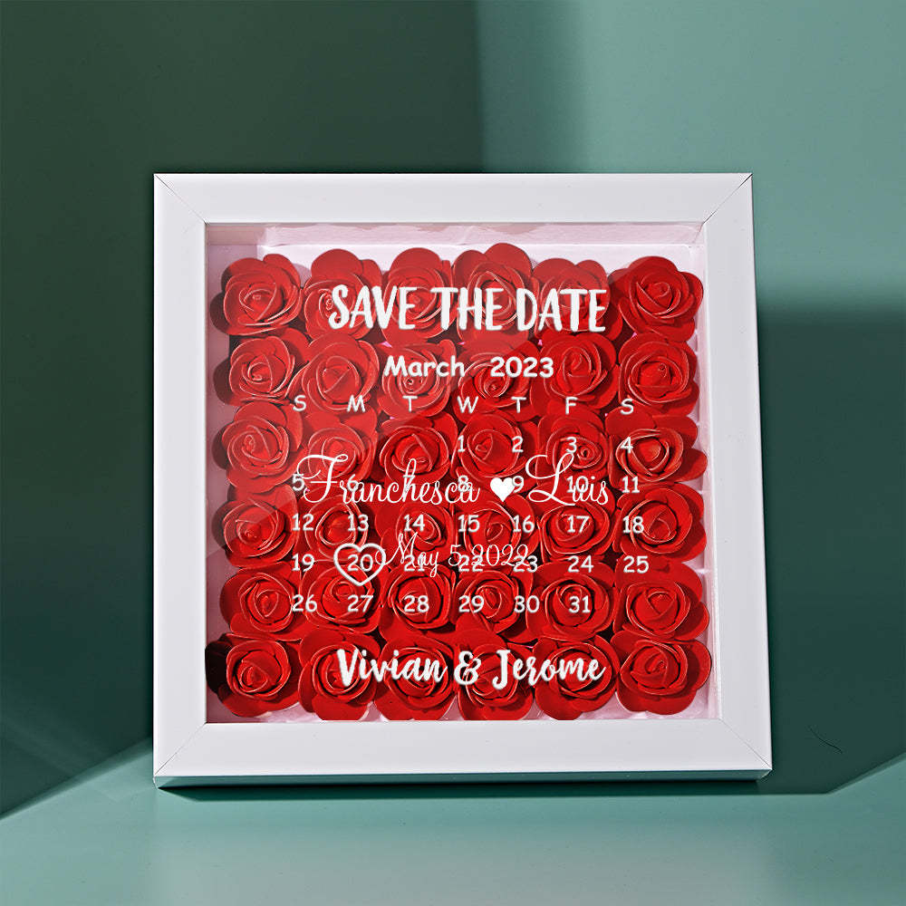Custom Flower Shadow Box Personalized Calendar Flower Shadowbox Frame Gift - photomoonlampau