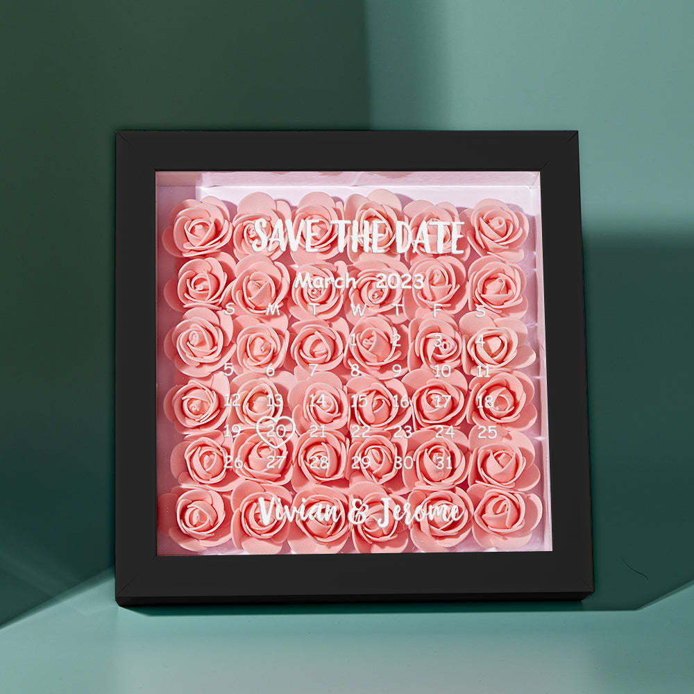 Custom Flower Shadow Box Personalized Calendar Flower Shadowbox Frame Gift - photomoonlampau