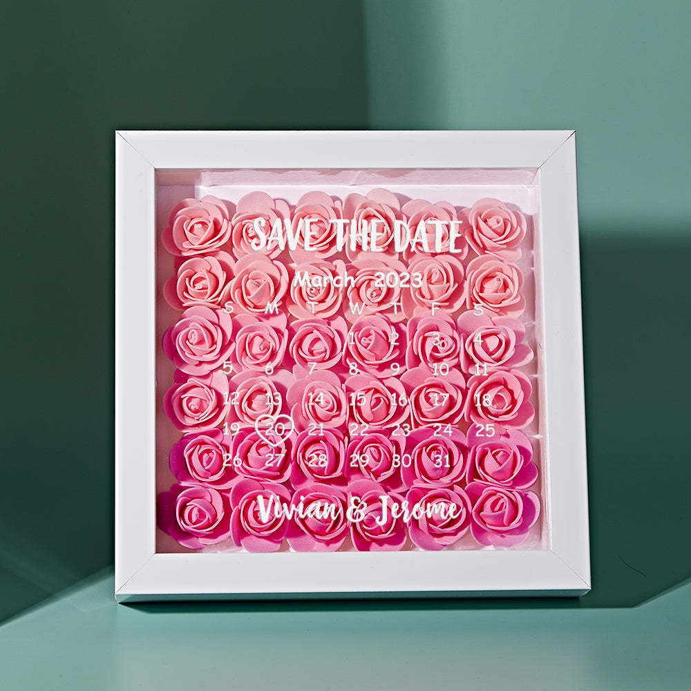 Custom Flower Shadow Box Personalized Calendar Flower Shadowbox Frame Gift - photomoonlampau