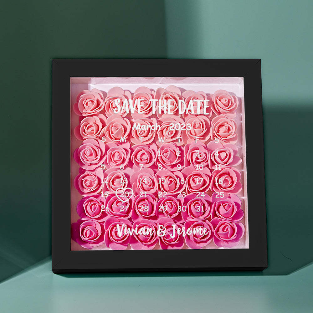 Custom Flower Shadow Box Personalized Calendar Flower Shadowbox Frame Gift - photomoonlampau