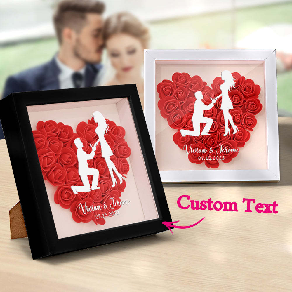 Custom Flower Shadow Box Personalized Name Flower Shadowbox Frame Gift for Couple - photomoonlampau