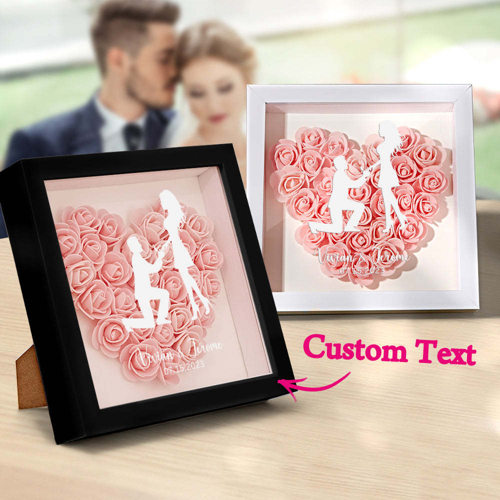 Custom Flower Shadow Box Personalized Name Flower Shadowbox Frame Gift for Couple - photomoonlampau