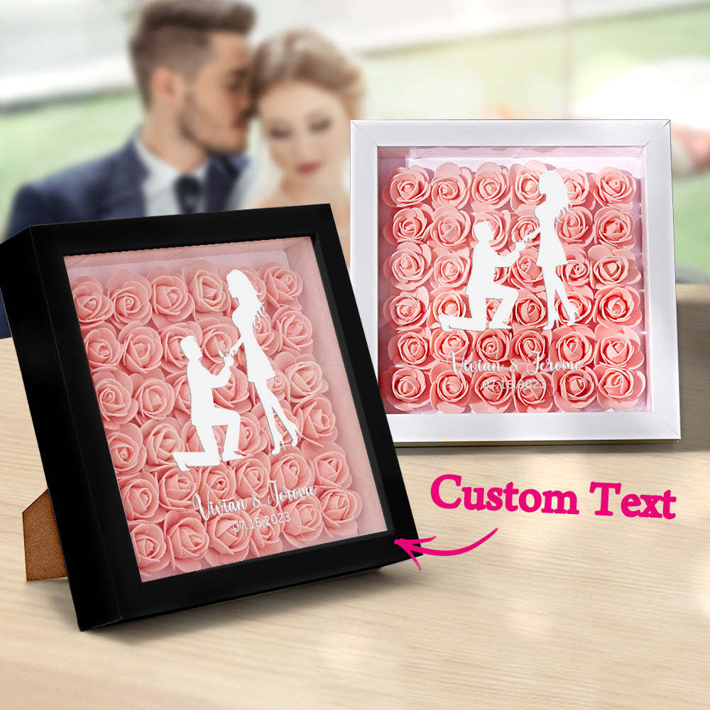Custom Flower Shadow Box Personalized Name Flower Shadowbox Frame Gift for Couple - photomoonlampau