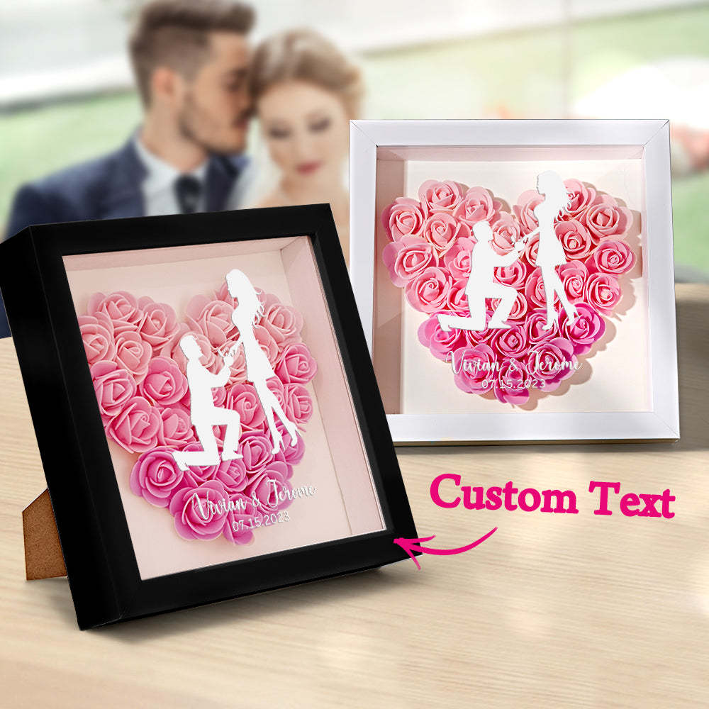 Custom Flower Shadow Box Personalized Name Flower Shadowbox Frame Gift for Couple - photomoonlampau