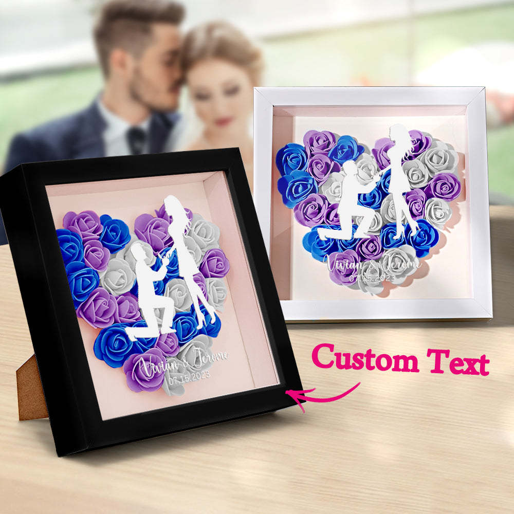 Custom Flower Shadow Box Personalized Name Flower Shadowbox Frame Gift for Couple - photomoonlampau
