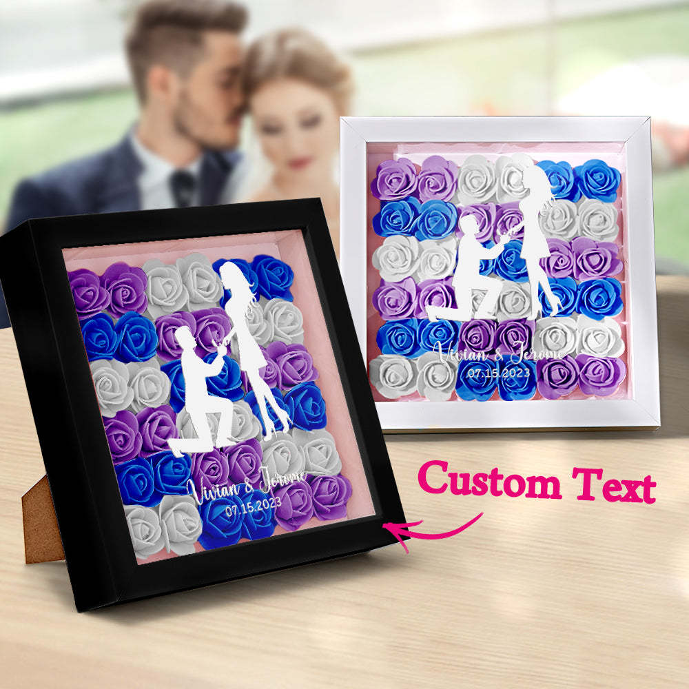 Custom Flower Shadow Box Personalized Name Flower Shadowbox Frame Gift for Couple - photomoonlampau