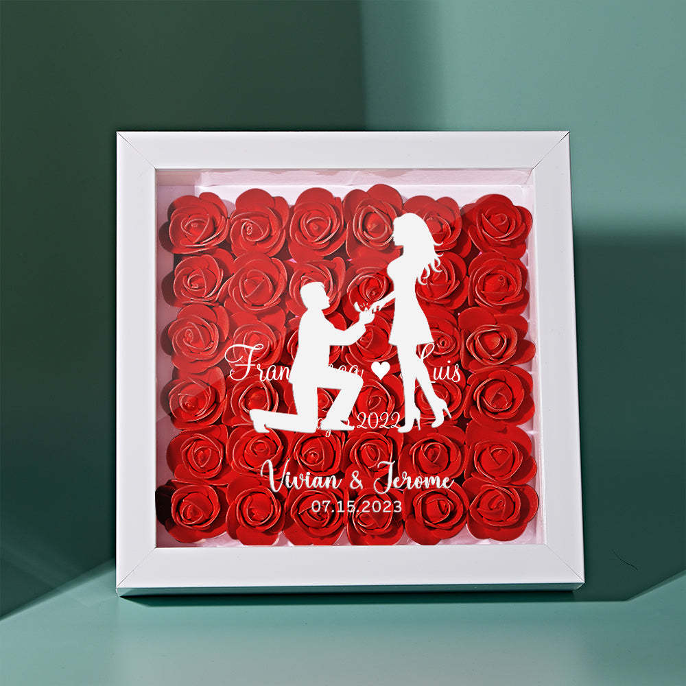 Custom Flower Shadow Box Personalized Name Flower Shadowbox Frame Gift for Couple - photomoonlampau