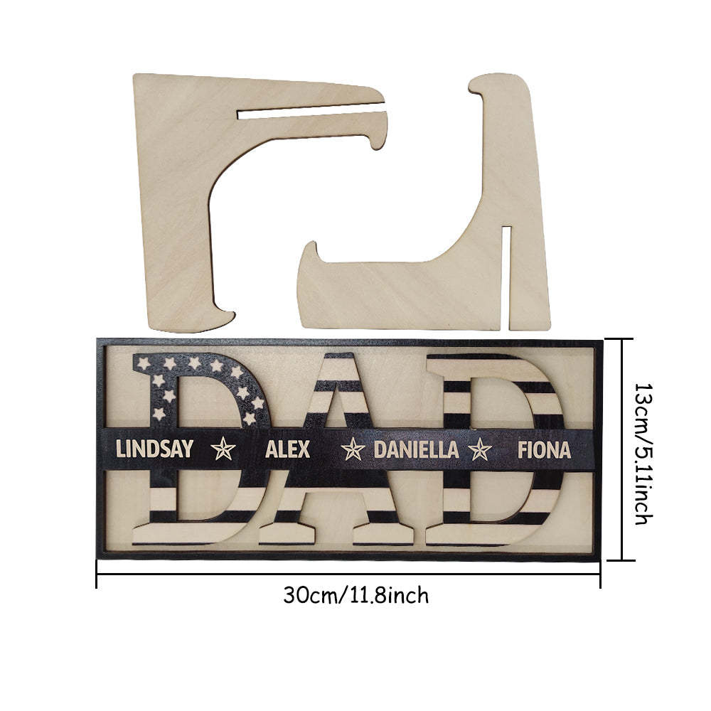 Personalized Wooden Dad Sign Family Name Sign Plaque Father's Day Birthday Gift for Dad Grandpa - photomoonlampau